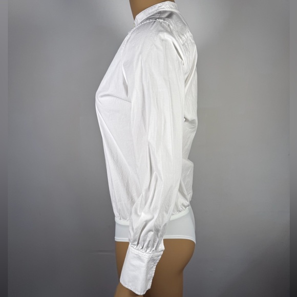 J. Crew Women’s Size 2 White Stretch Perfect Bodysuit Shirt - Picture 4 of 9